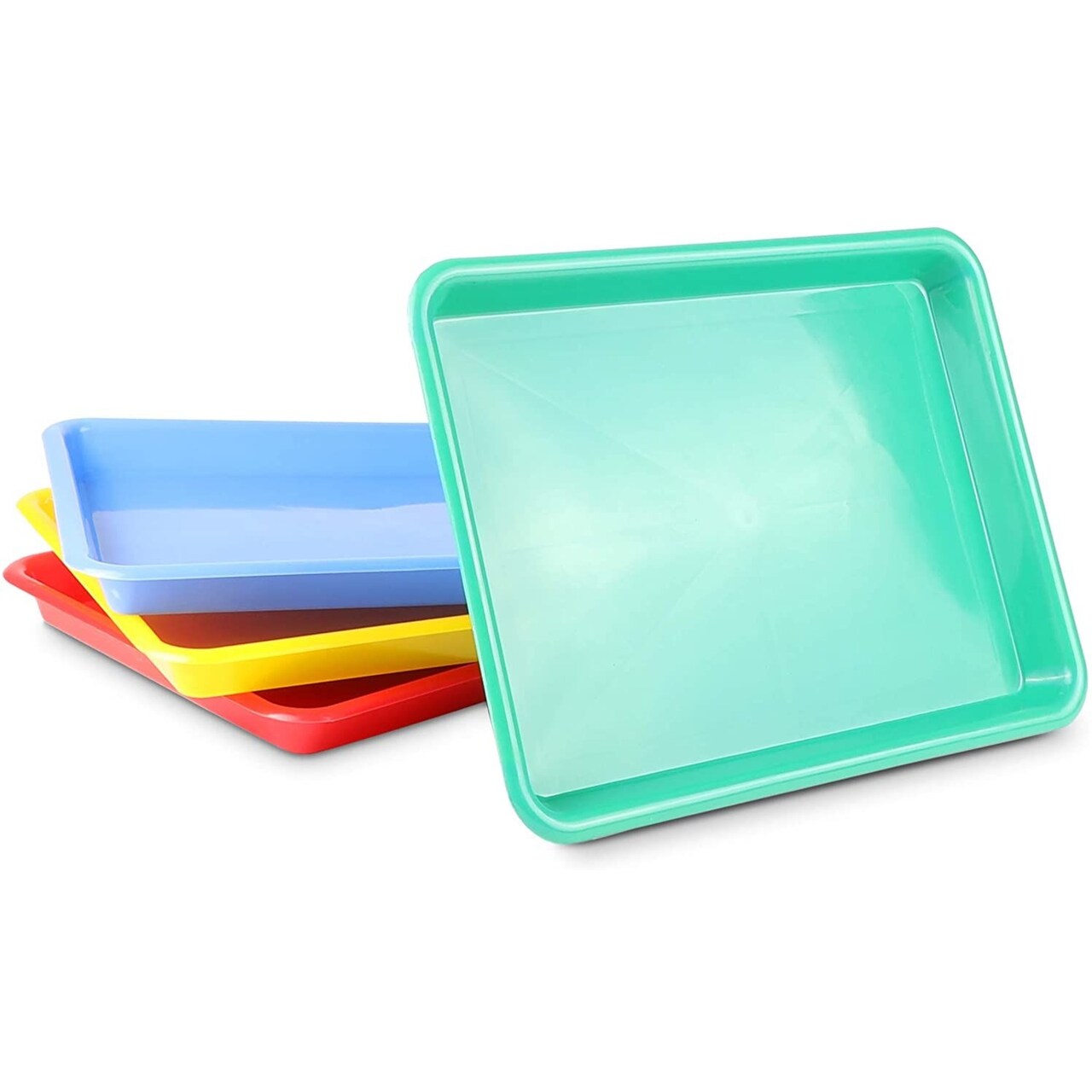 Plastic Trays for Kids Arts and Crafts, 4 Colors (13.4 x 10 x 1.2 in, 4  Pack)